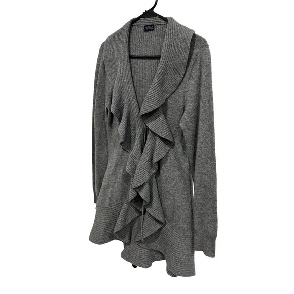 La Perla Villa Toscana Womens Gray Ruffle Waterfall Cardigan Sweater Size 8 - Picture 3 of 9